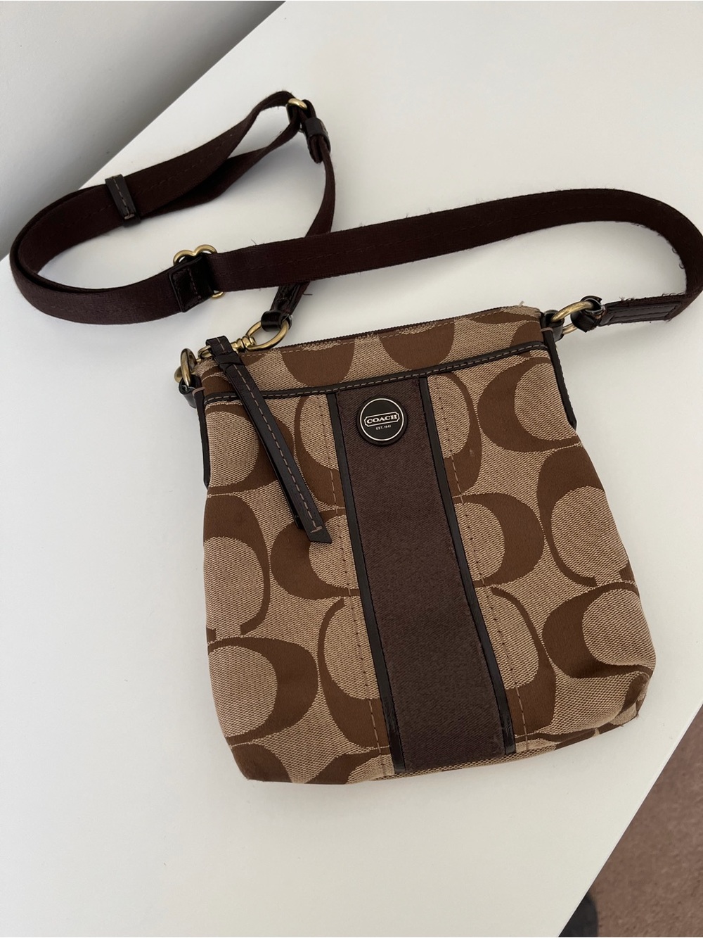 Coach Signature Canvas Crossbody in Brown